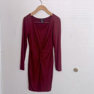 Burgundy, long sleeve dress